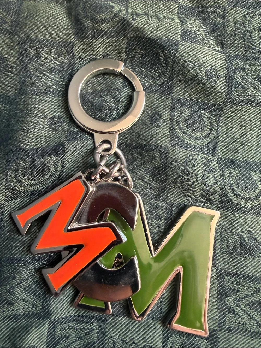 MCM Green & Orange Logo Bag charm/Keychain